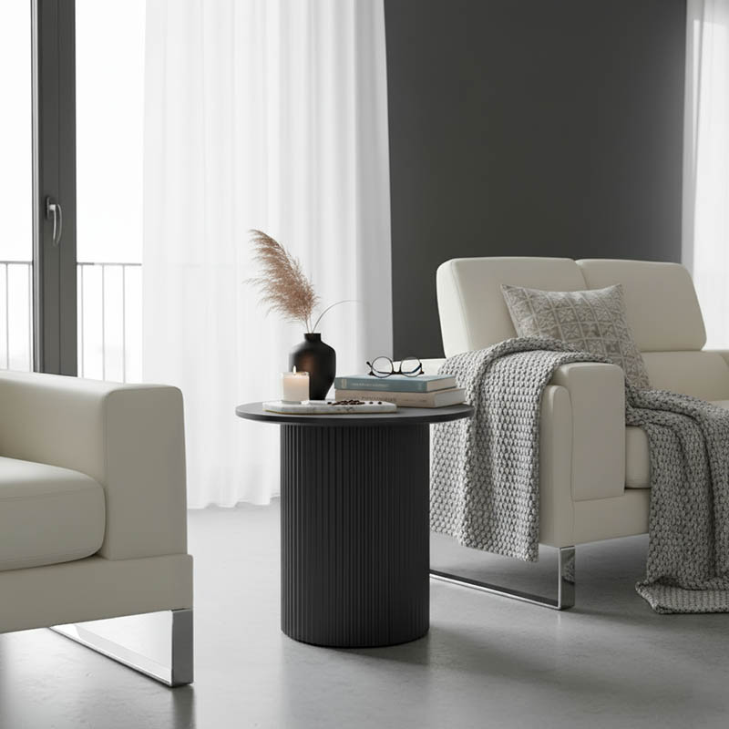 Βοηθητικό τραπέζι Dovel mdf-μέταλλο σε μαύρη απόχρωση Φ50x50εκ