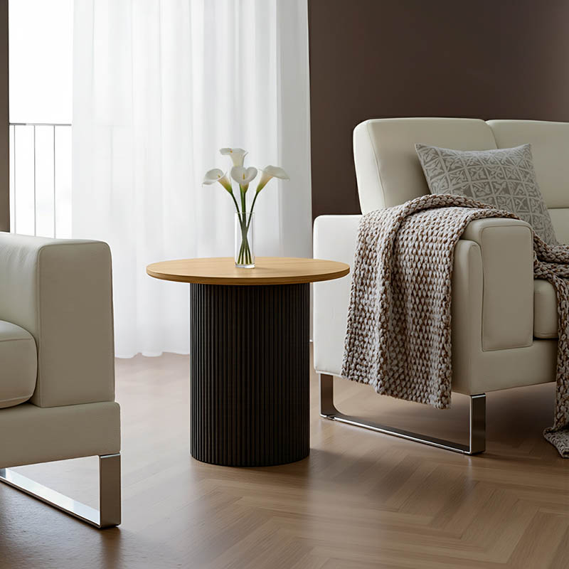 Βοηθητικό τραπέζι Dovel mdf σε sonoma -μαύρο μέταλλο Φ50x50εκ