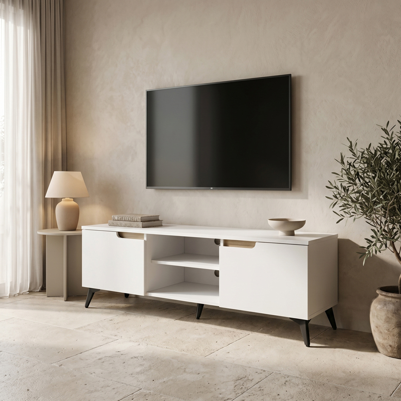 Έπιπλο τηλεόρασης Kemvio sonoma-λευκό 150x38x44εκ