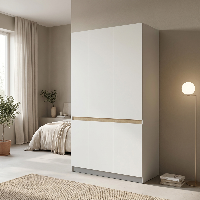 Ντουλάπα τρίφυλλη Merzia sonoma-λευκό 120x46.5x183εκ
