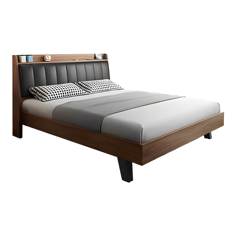 Κρεβάτι Frankly mdf-pu σε καρυδί-μαύρο απόχρωση 150x200εκ