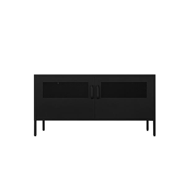 Έπιπλο τηλεόρασης μεταλλικό Nextdeco με ανοιγόμενες πόρτες μαύρο Υ60x118x40εκ.