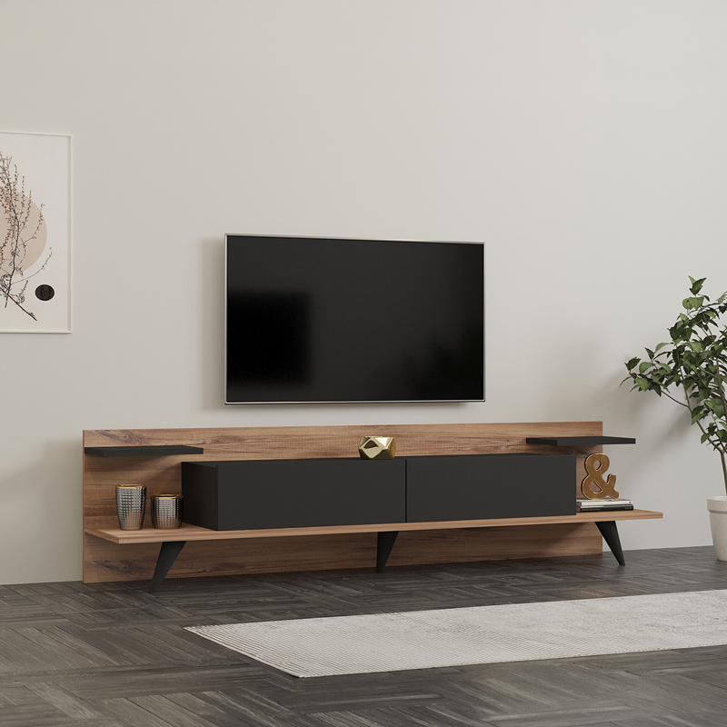 Έπιπλο τηλεόρασης Astry καρυδί με ανθρακί 180x36,8x45εκ