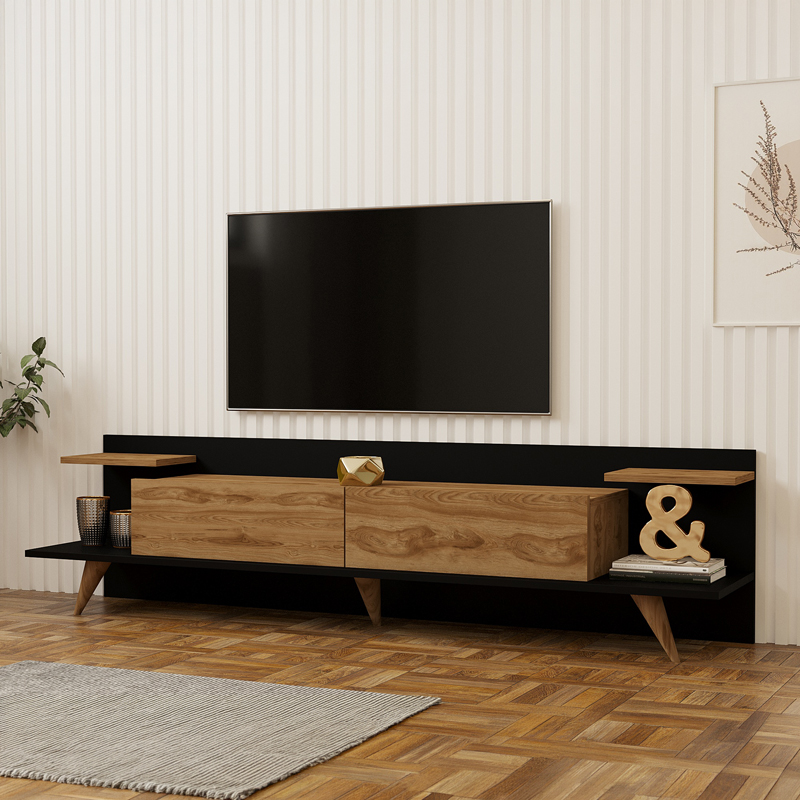 Έπιπλο τηλεόρασης Astry oak με ανθρακί 180x36,8x45εκ