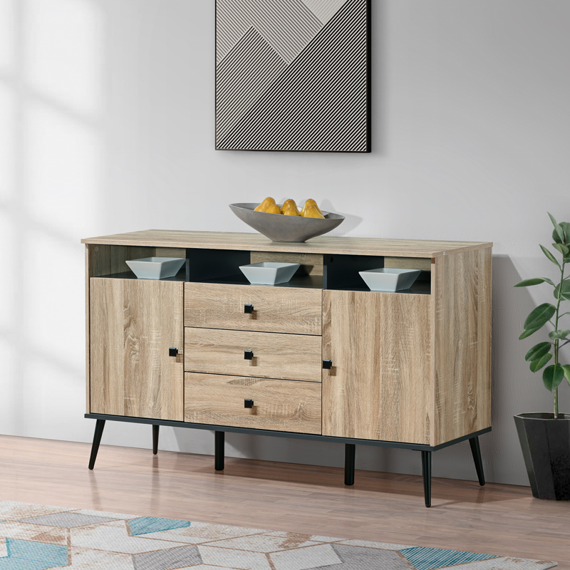 Μπουφές Zezan σε sonoma-ανθρακί απόχρωση 140.5x41.5x80εκ