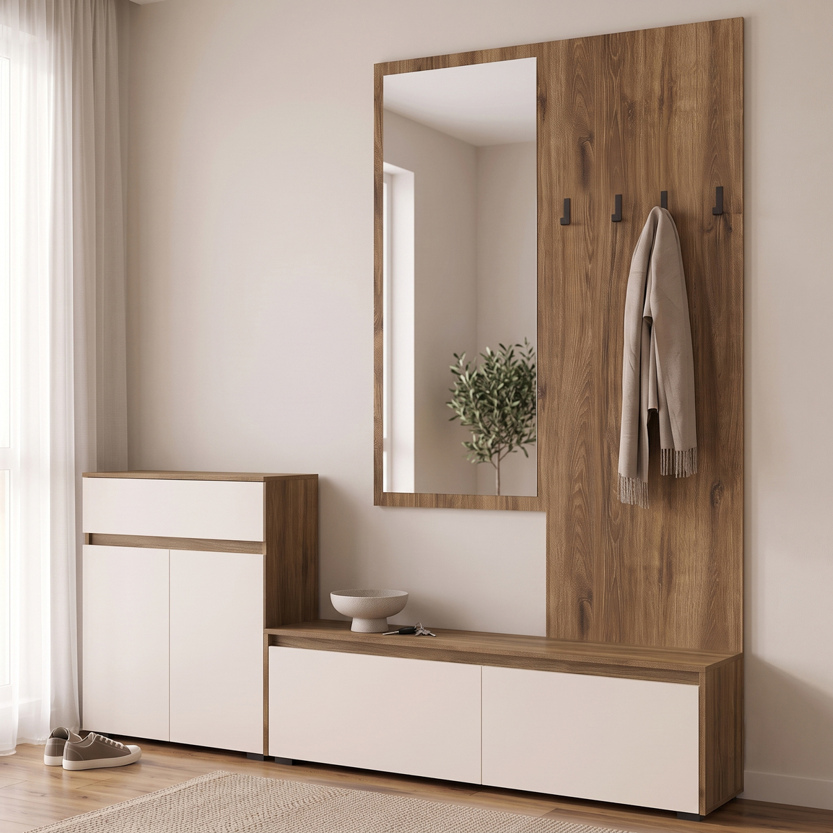 Έπιπλο εισόδου Ansia καρυδί oak 210x44,7x175εκ