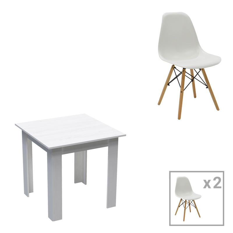 Τραπεζαρία Manka-Julita σετ 3τεμ σε λευκή απόχρωση 80x80x77εκ