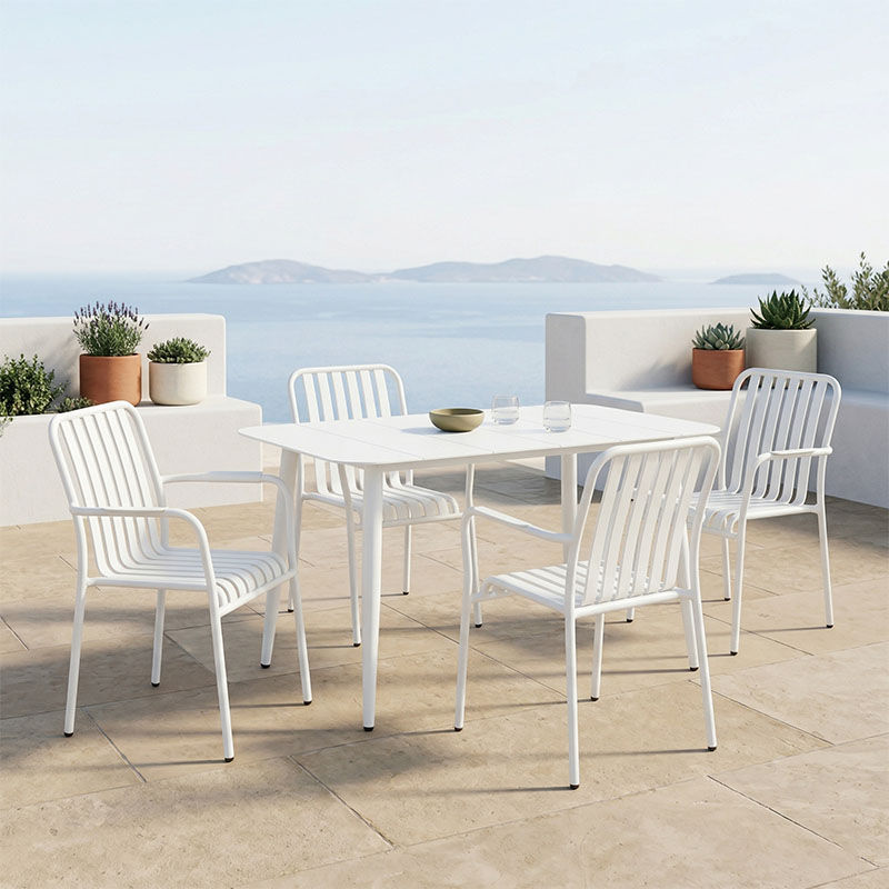 Τραπεζαρία Heven Vista σετ 5τεμ λευκό αλουμίνιο 120x70x72εκ