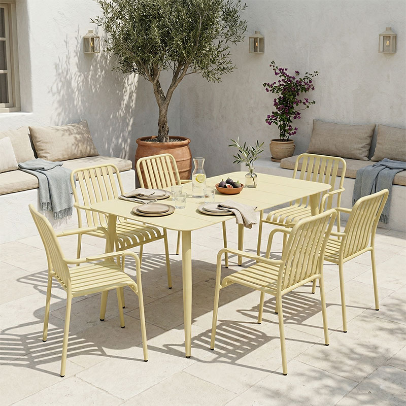 Τραπεζαρία Heven Vista σετ 7τεμ σαμπανί αλουμίνιο 120x70x72εκ