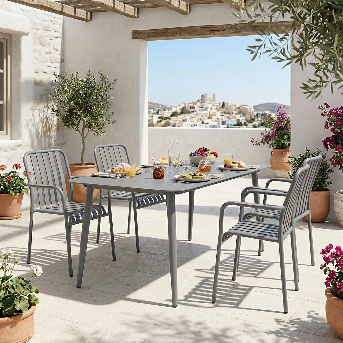 Τραπεζαρία Heven Vista σετ 5τεμ ανθρακί αλουμίνιο 150x80x72εκ