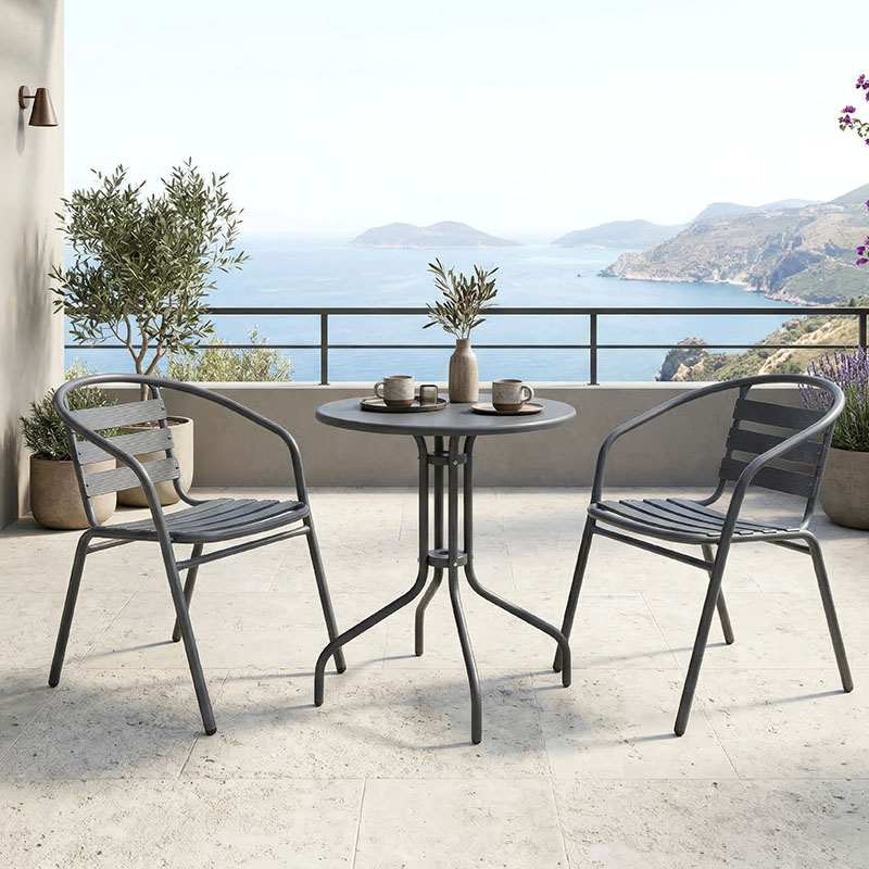 Τραπεζαρία Vergo Tade σετ 3τεμ ανθρακί μέταλλο Φ60x70εκ