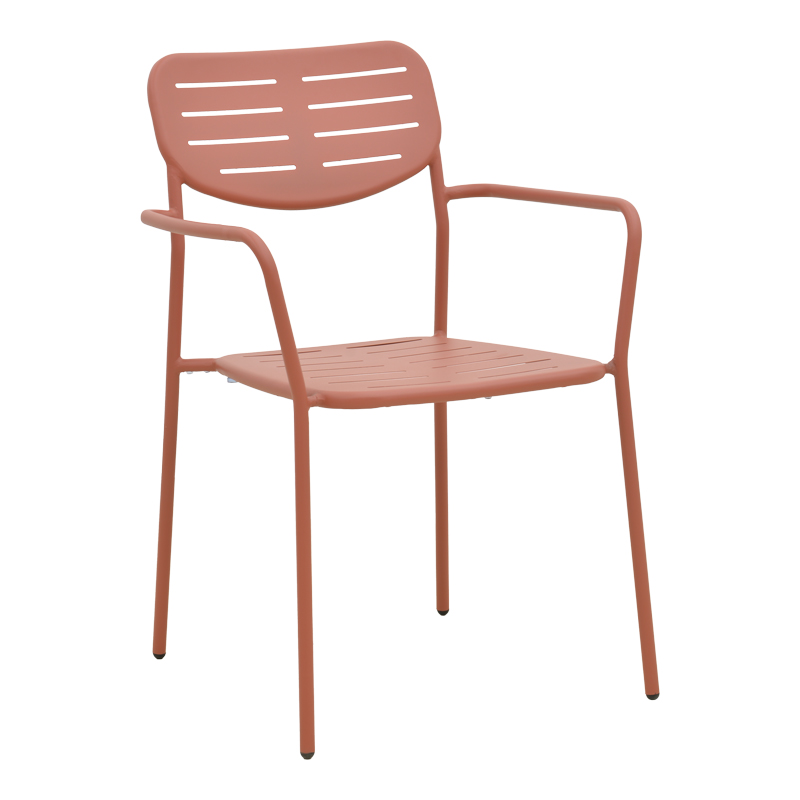 Πολυθρόνα Deraby στοιβαζόμενη terracotta μέταλλο 56x45.5x83εκ
