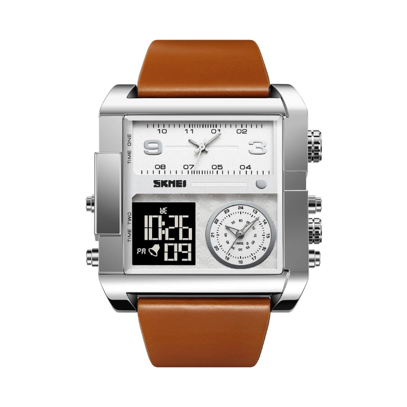 Ψηφιακό/αναλογικό ρολόι χειρός - Skmei - 2020 - Brown/S