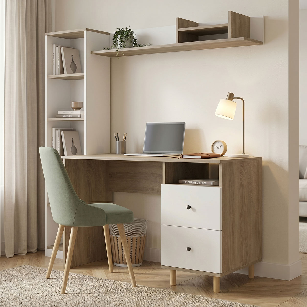 Σύνθεση γραφείου Kontor sonoma-λευκό 160x50x158,2εκ