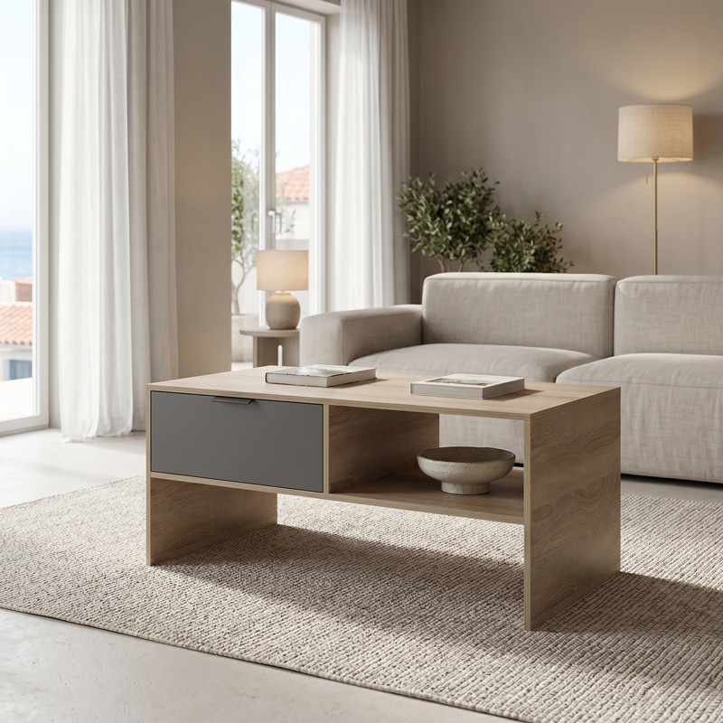 Τραπέζι σαλονιού Felina sonoma-ανθρακί 100x50x45εκ