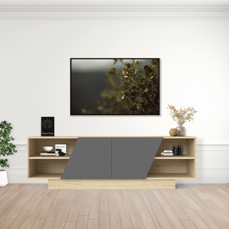 Έπιπλο τηλεόρασης Stevie sonoma-ανθρακί 160x40x50εκ
