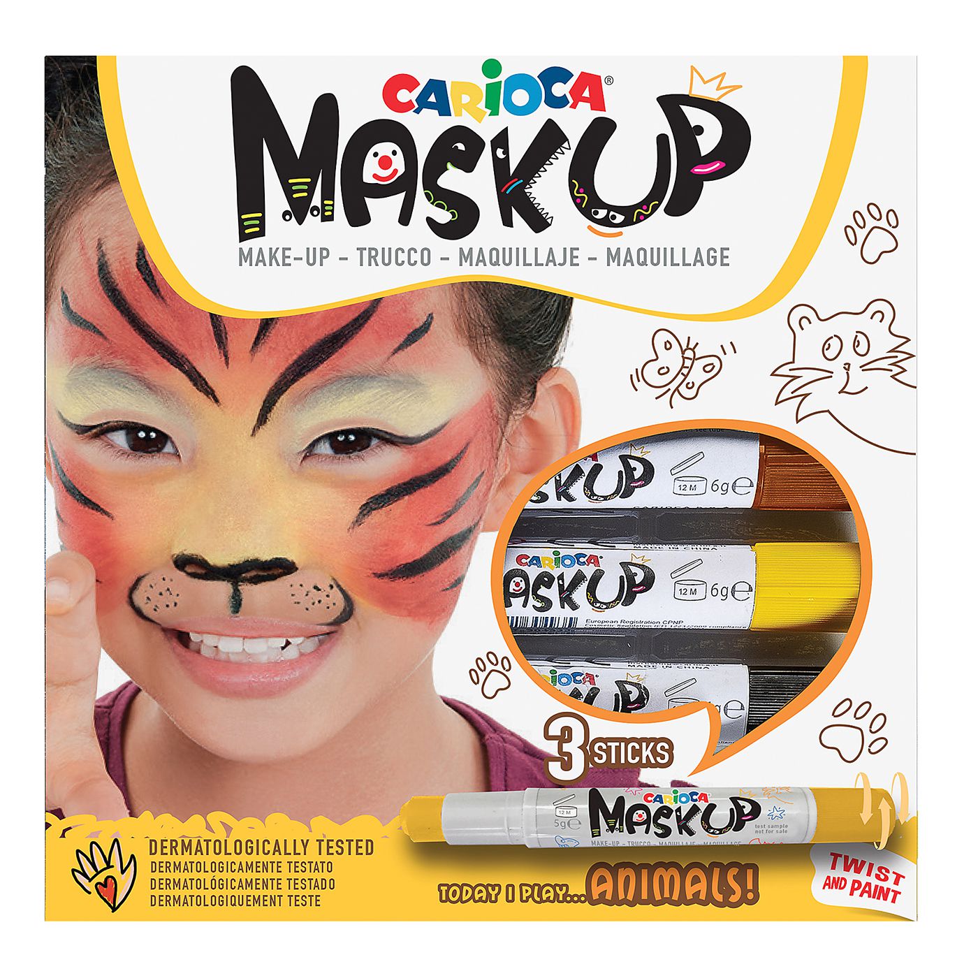 Βαφές Προσώπου 3τεμ Carioca Maskup (Καφέ-Κίτρινο-Μαύρο) Carioca 43048 3-2167