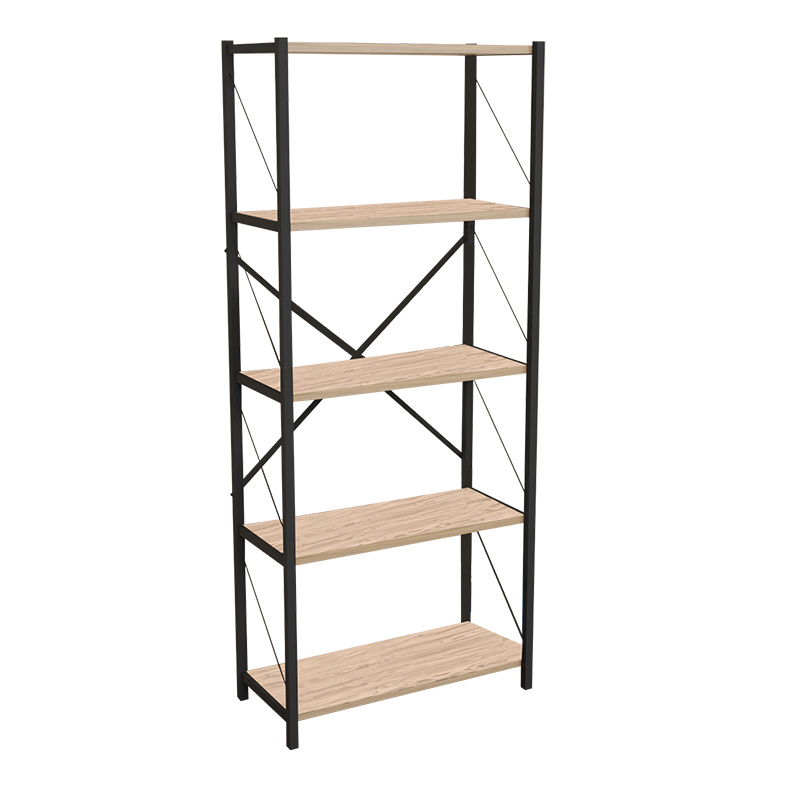 Βιβλιοθήκη Draizy oak μελαμίνης-μαύρο μέταλλο 63x30x150εκ