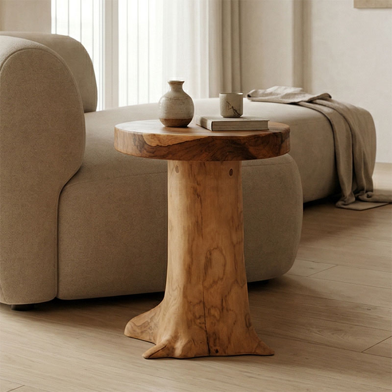 Σκαμπό Feranto teak ξύλο σε φυσική απόχρωση Φ35x45εκ
