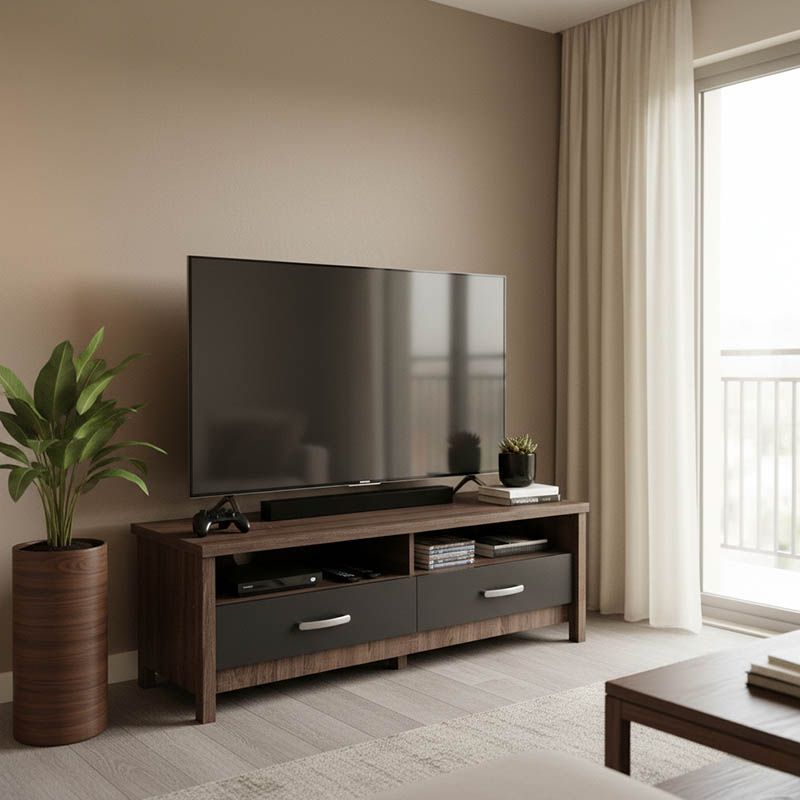 Έπιπλο τηλεόρασης Podizor σε oak-ανθρακί απόχρωση 120x45x42.5εκ