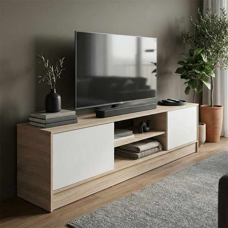 Έπιπλο τηλεόρασης Sasa sonoma-λευκό 150x35x41.5εκ