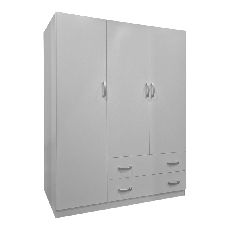 Ντουλάπα τρίφυλλη με 2 συρτάρια Alvia λευκή 150x51x180εκ