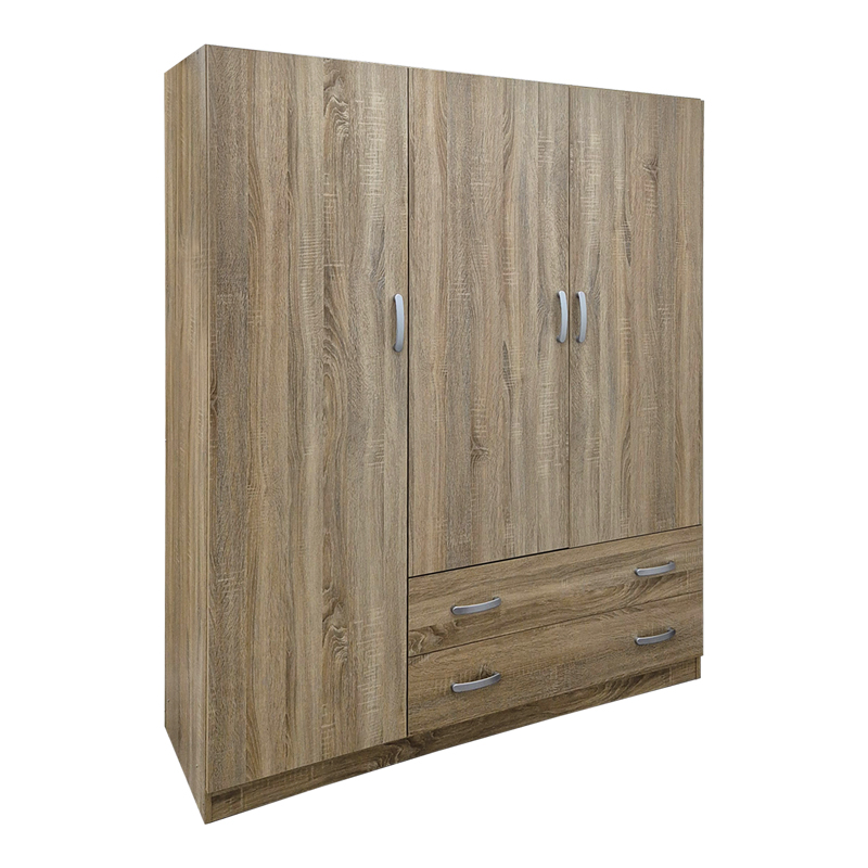 Ντουλάπα τρίφυλλη με 2 συρτάρια Alvia sonoma 150x51x180εκ