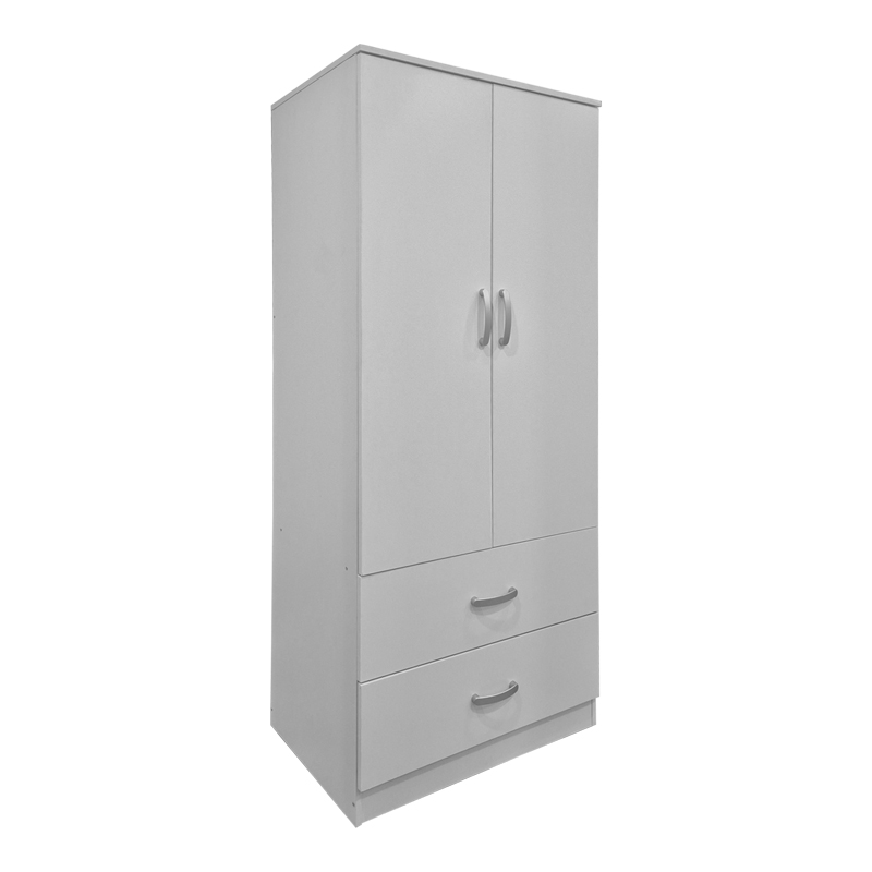 Ντουλάπα δίφυλλη με 2 συρτάρια Alvia λευκή 80x51.5x180εκ