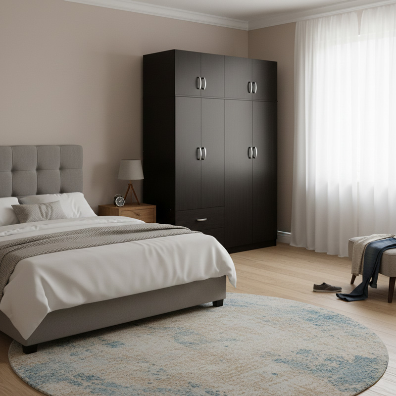 Ντουλάπα εξάφυλλη με πατάρι Athos wenge 240x42x240εκ