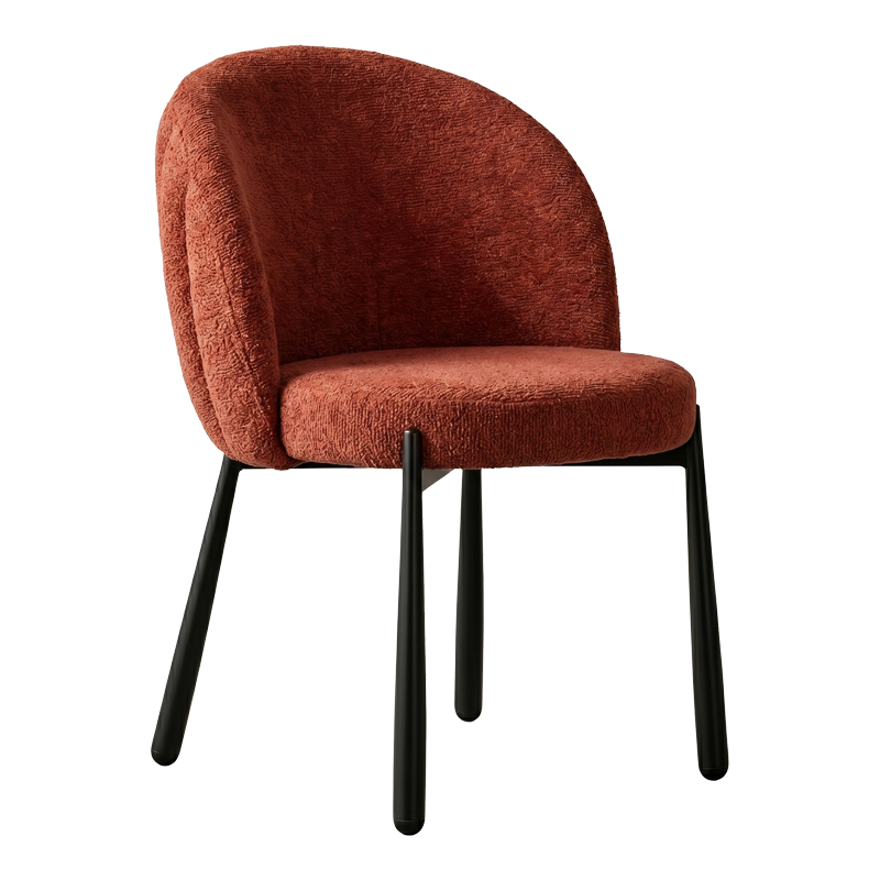 Καρέκλα Denna ύφασμα terracotta-μαύρα μεταλλικά πόδια 52x60x85εκ - 2 ΤΕΜ