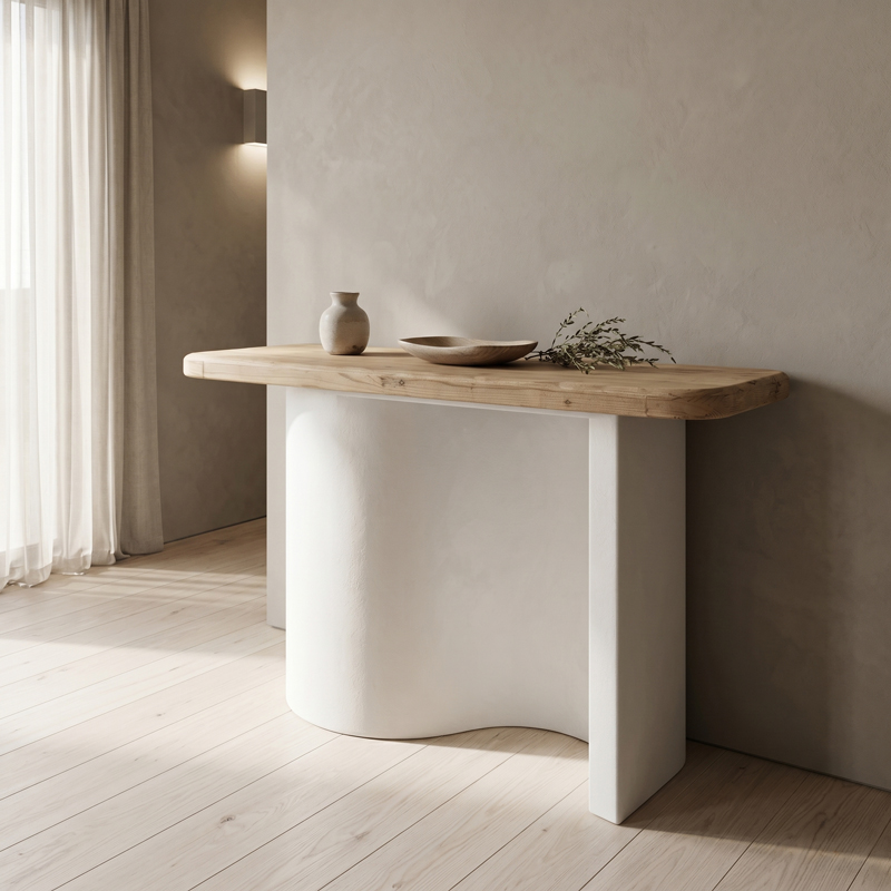 Κονσόλα Jeckie ξύλο ελάτου-mdf oak-λευκό 120x38x80εκ
