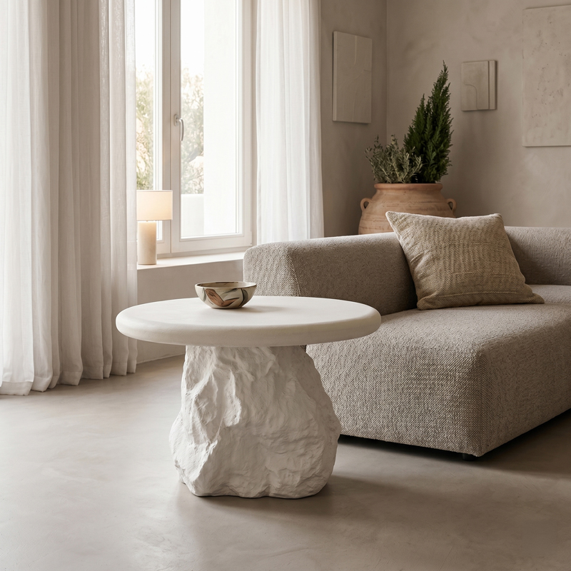 Βοηθητικό τραπέζι Zinol mdf-polyresin λευκό Φ58x41εκ