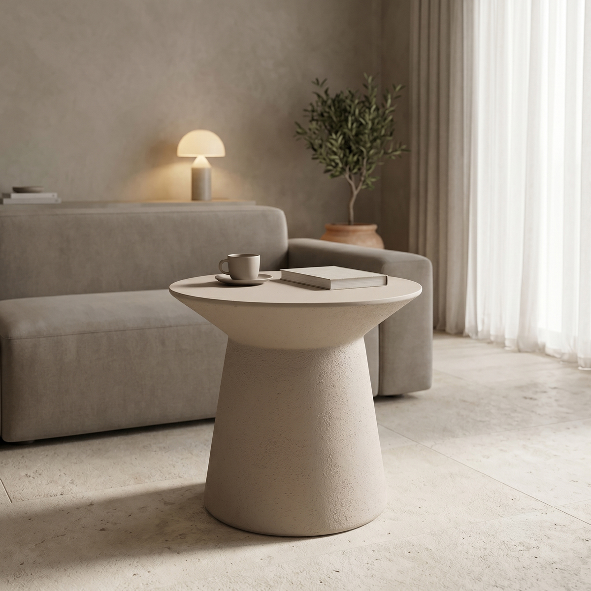 Τραπέζι σαλονιού Peble MGO cappuccino Φ55x50εκ