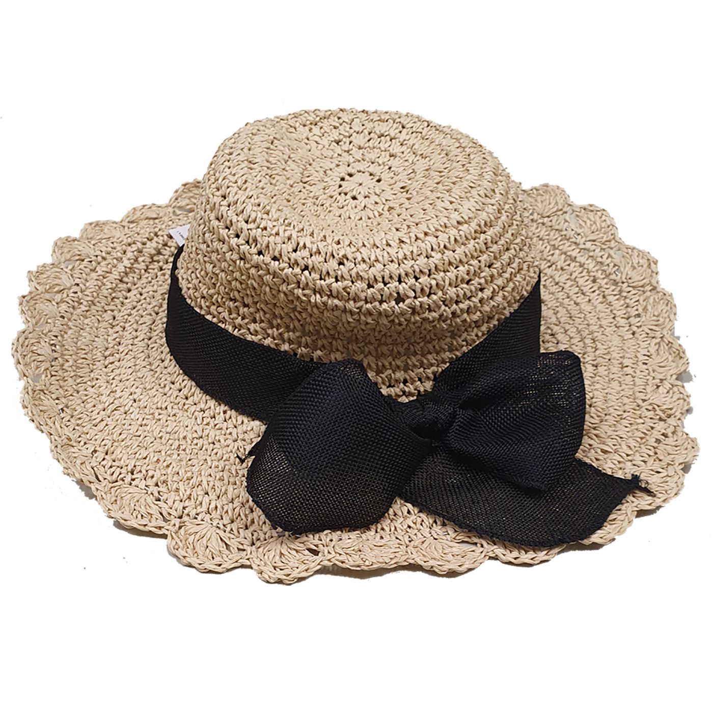 Καπέλο Ψαθόχαρτο με Μαύρο Φιόγκο 43cm SummerTiempo 622400 42-2380