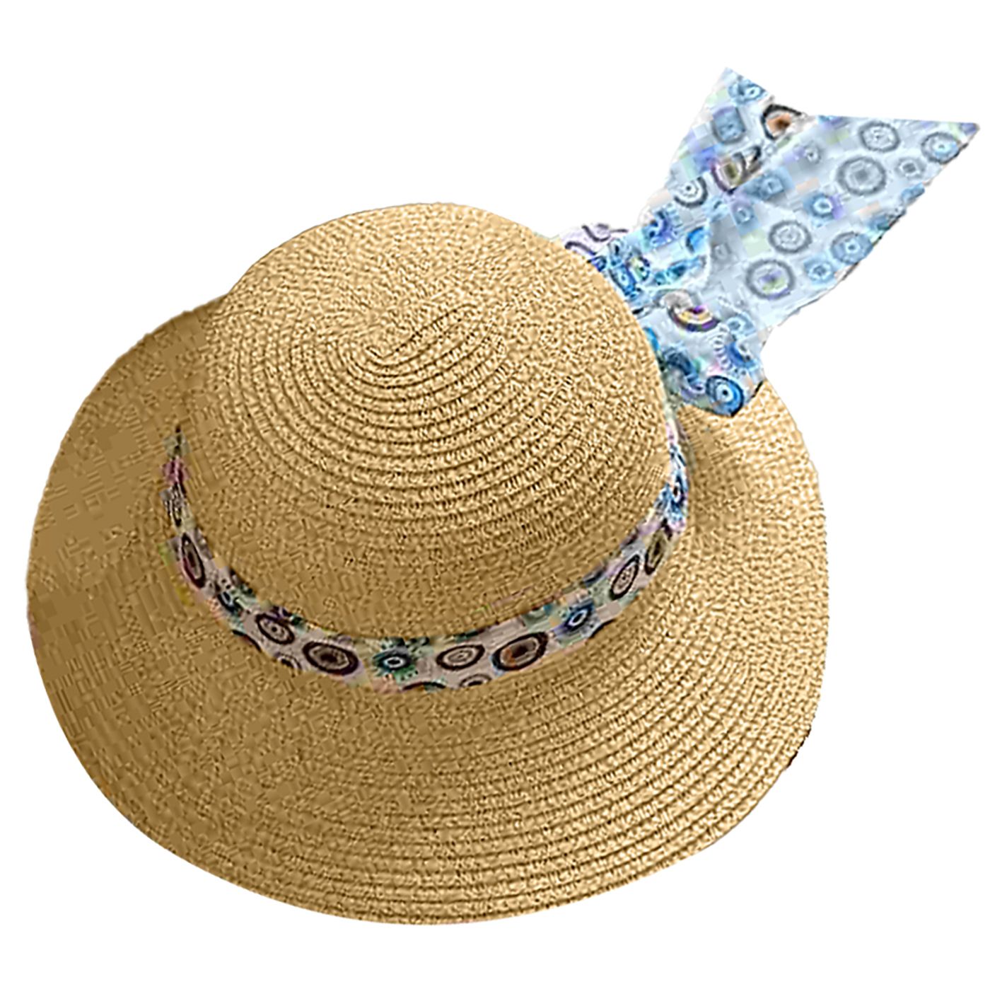 Καπέλο Ψαθόχαρτο με Κορδέλα Μάτια ø34cm SummerTiempo 623165 Εκρού 42-3145-ECR