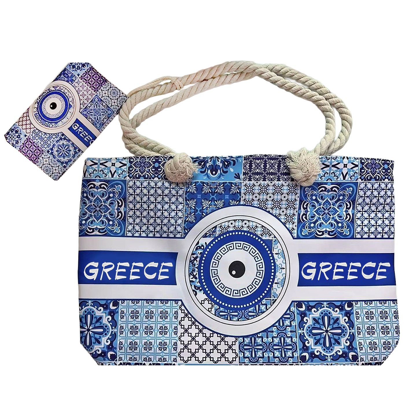 Τσάντα Παραλίας Μάτι σετ με Νεσεσέρ 55x37x17cm & 19x12cm SummerTiempo 623369 42-3349