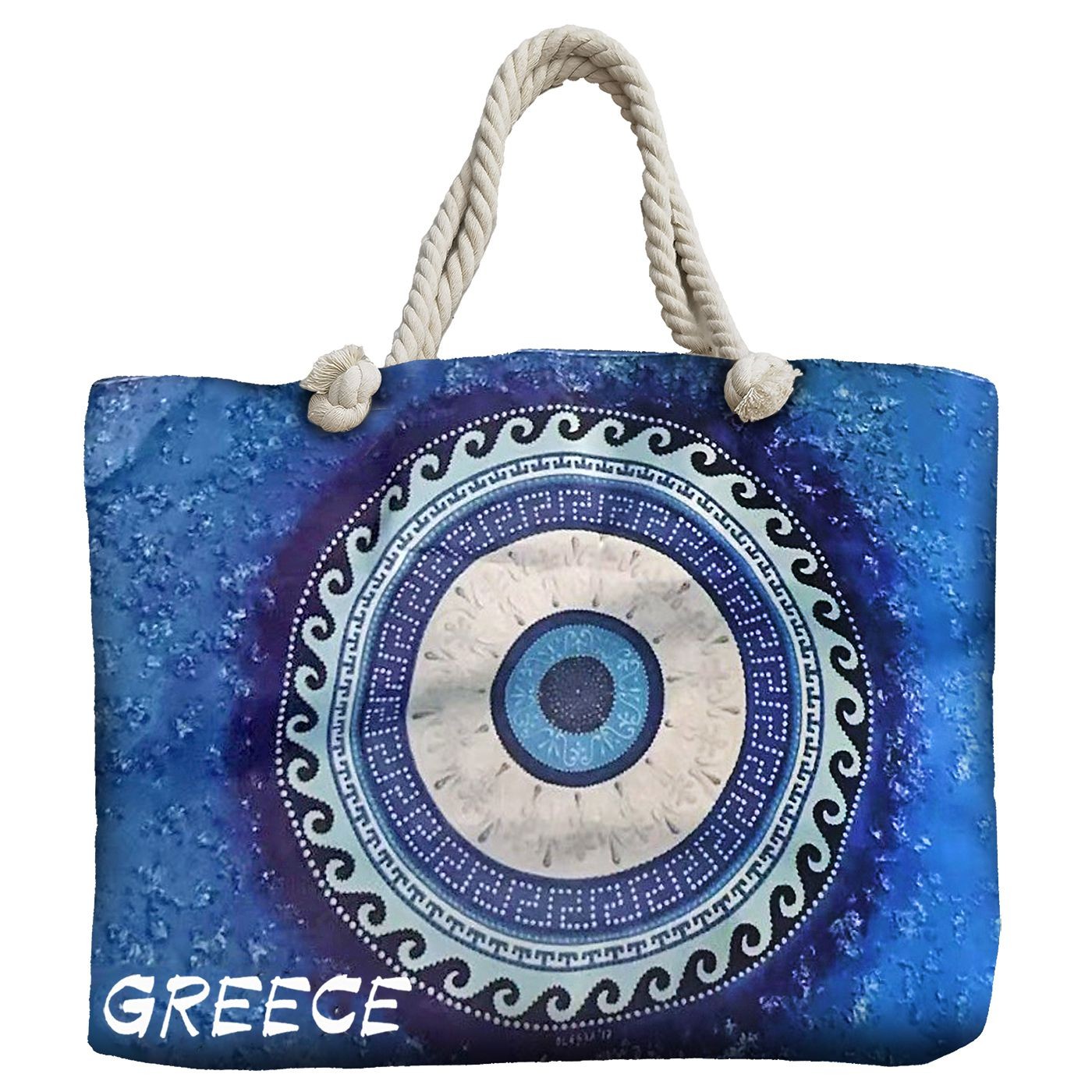 Τσάντα Παραλίας με Σχέδιο Μάτι Greece 54x37x15cm SummerTiempo 623370 42-3350