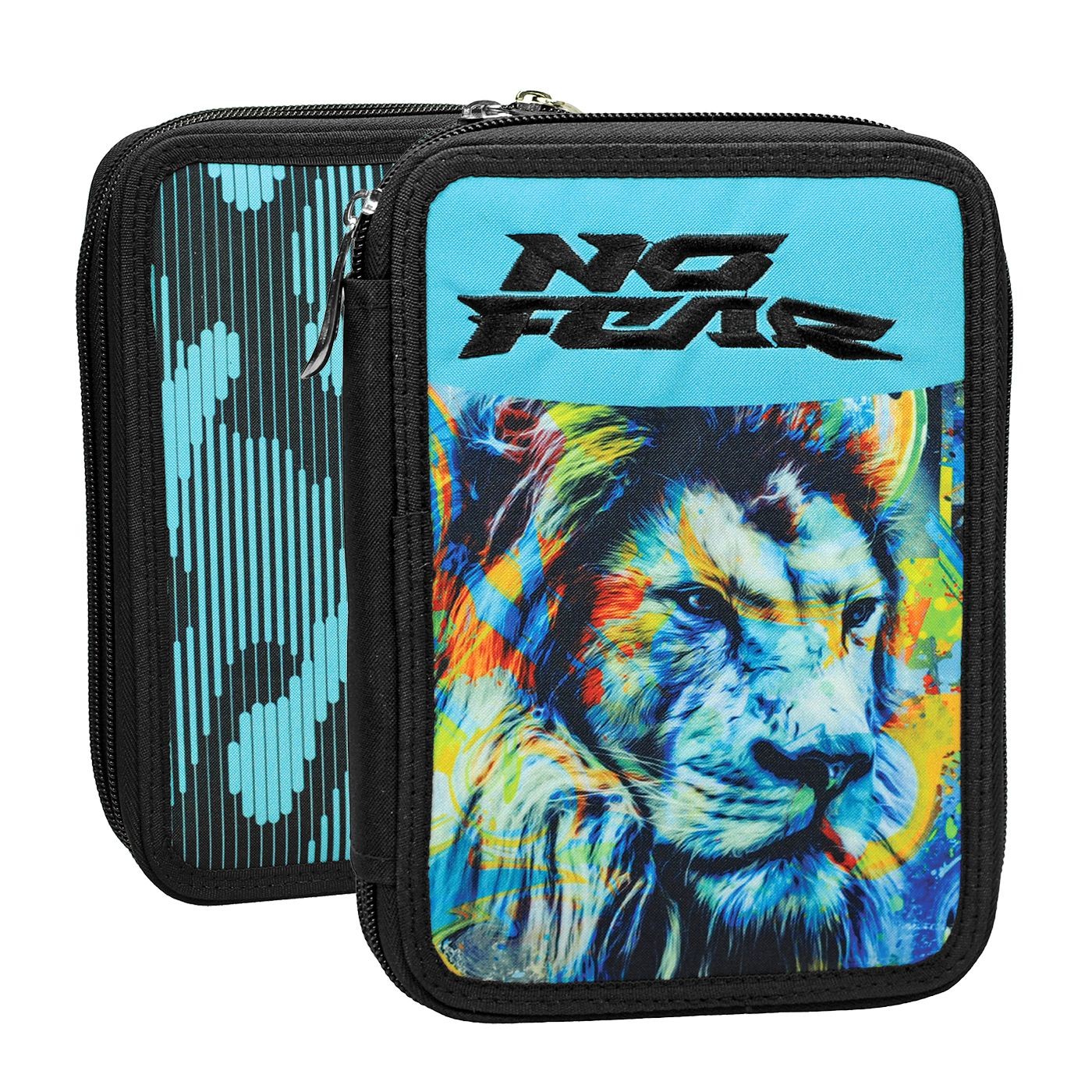 Κασετίνα Διπλή Γεμάτη No Fear Fluo Lion 20x14x4cm Gim 348-45100 50-3674