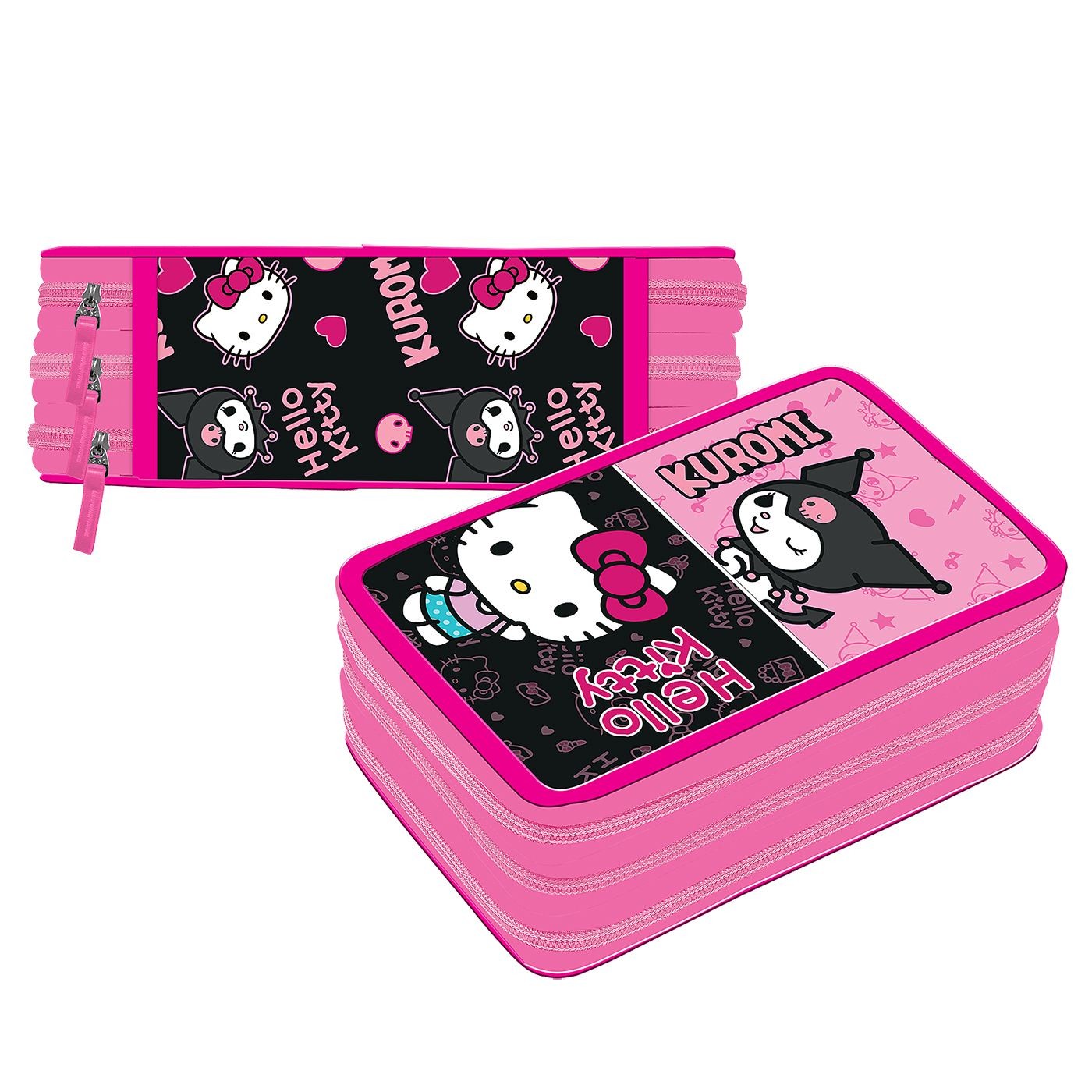 Κασετίνα Γεμάτη Τριπλή Hello Kitty με Kuromi 19,5x12,5x6cm Kuromi 119652G 50-3713