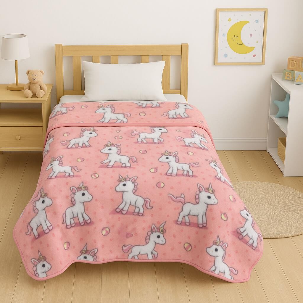 Κουβέρτα παιδική baby unicorn βελουτέ από 100% polyeste