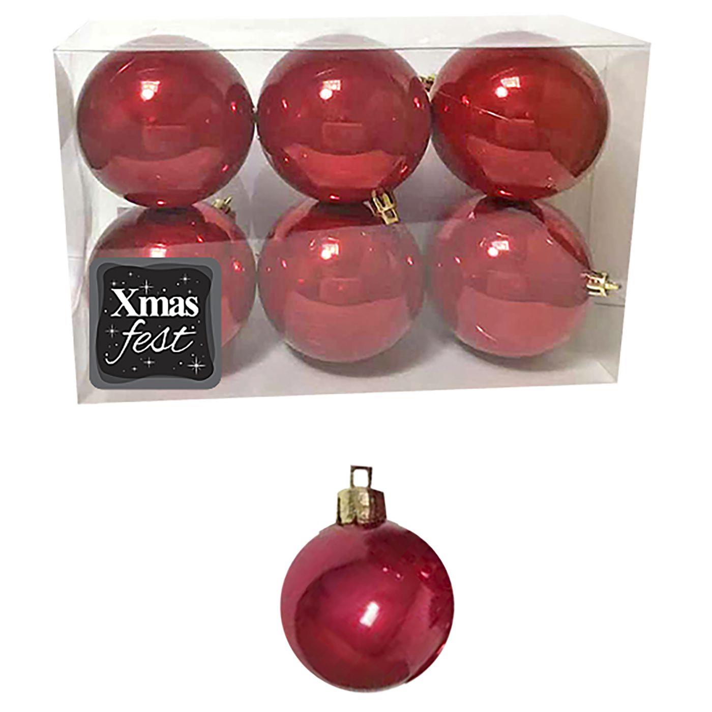 Μπάλες Περλέ Κόκκινες πακ=6τεμ φ10 ø10cm Xmasfest 11335