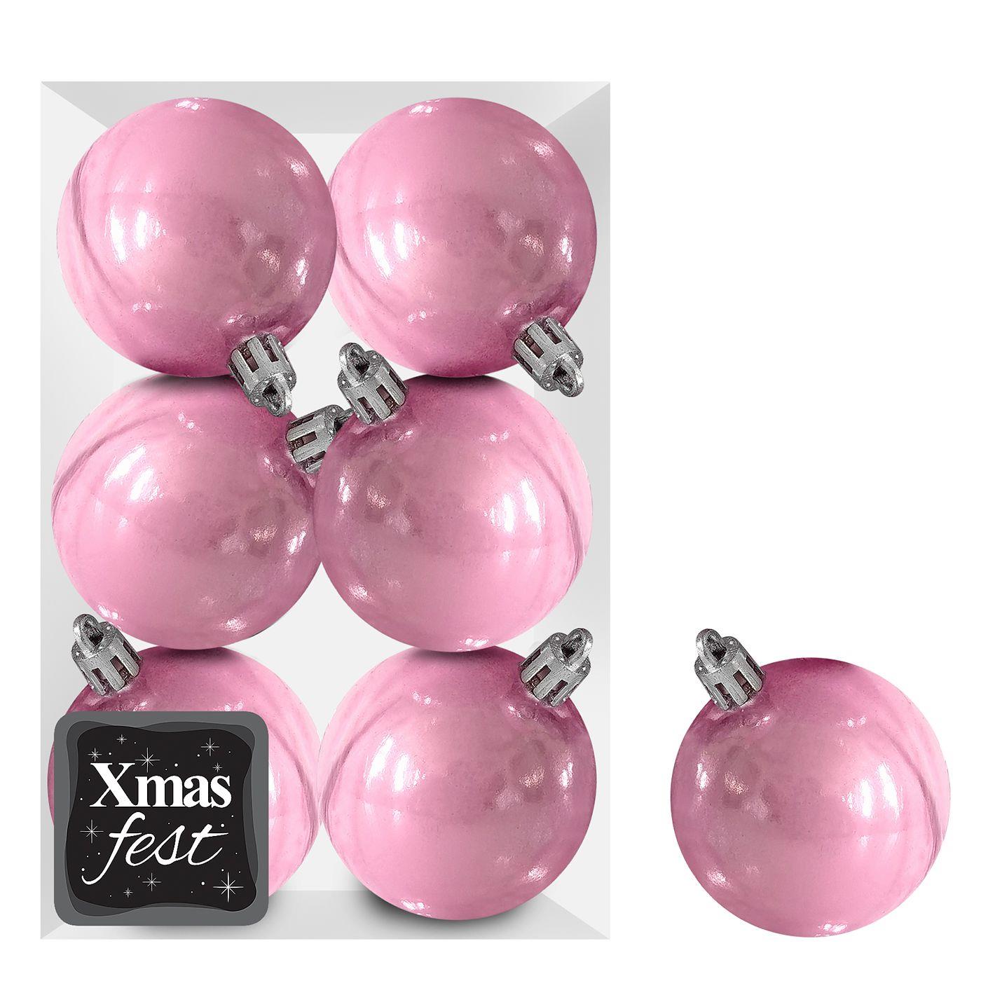 Μπάλες Περλέ ροζ πακ=6τεμ φ10 ø10cm Xmasfest 1133555 93