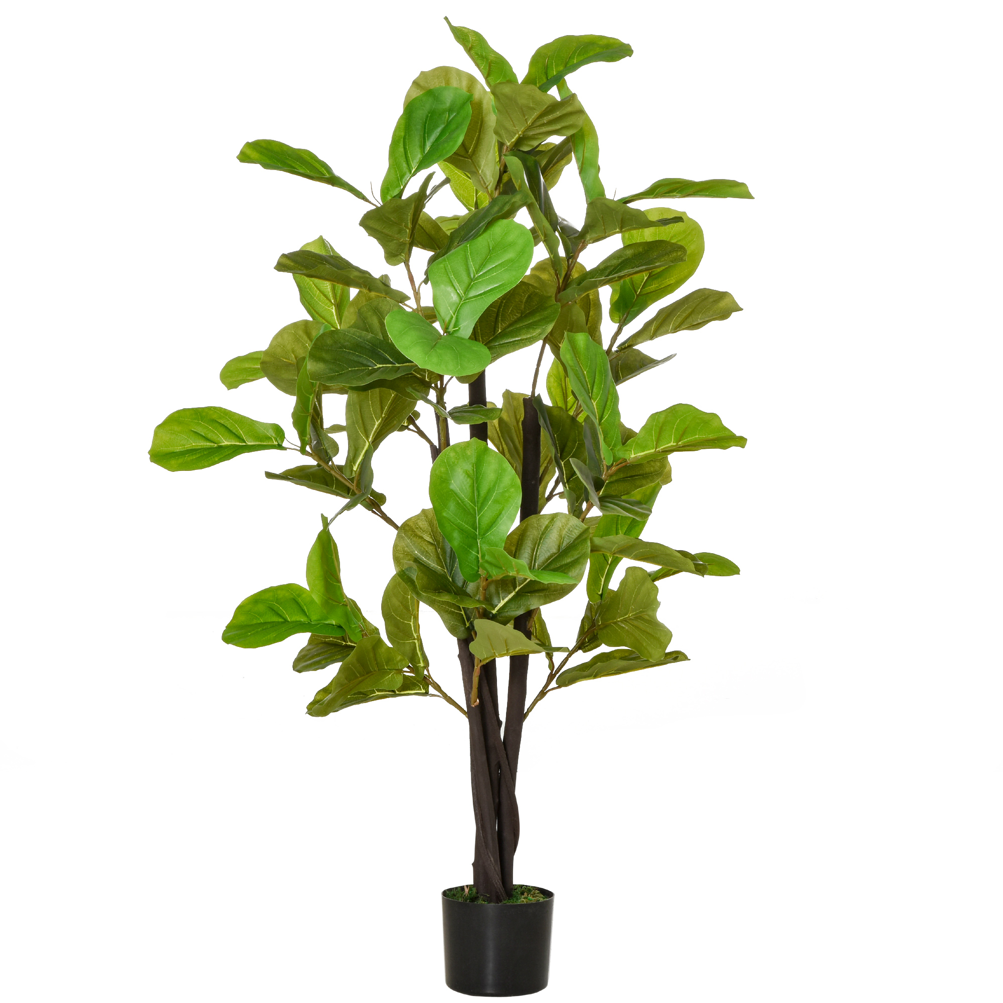 HOMCOM Τεχνητό Ficus 130cm για εσωτερικούς και εξωτερικούς χώρους, ρεαλιστικό τεχνητό φυτό με 78 φύλλα