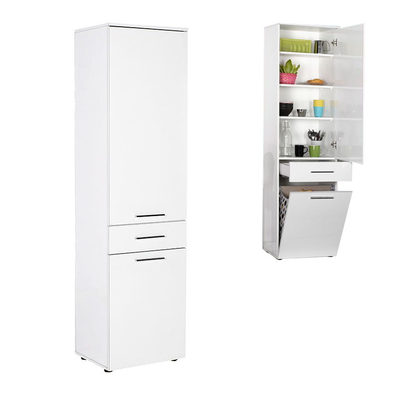 Ντουλάπι με καλάθι απλύτων Diamond χρώμα λευκό gloss 52x38x187εκ.
