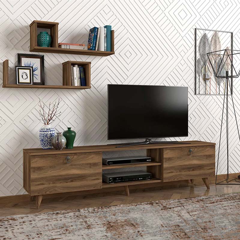 Έπιπλο τηλεόρασης Seddra χρώμα καρυδί 180x31,5x45εκ.