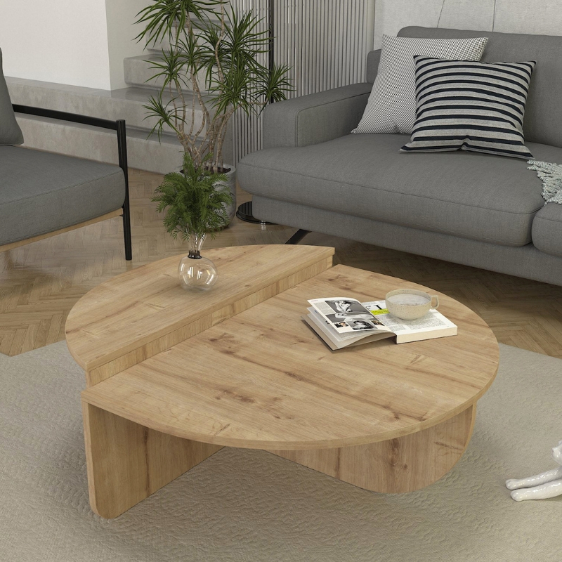 Τραπεζάκι σαλονιού Nilvia χρώμα sapphire oak Ø85x35εκ.