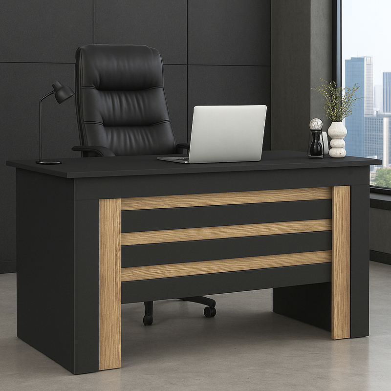 Γραφείο εργασίας Epito χρώμα ανθρακί - sepet oak 140x59,6x76,8εκ.
