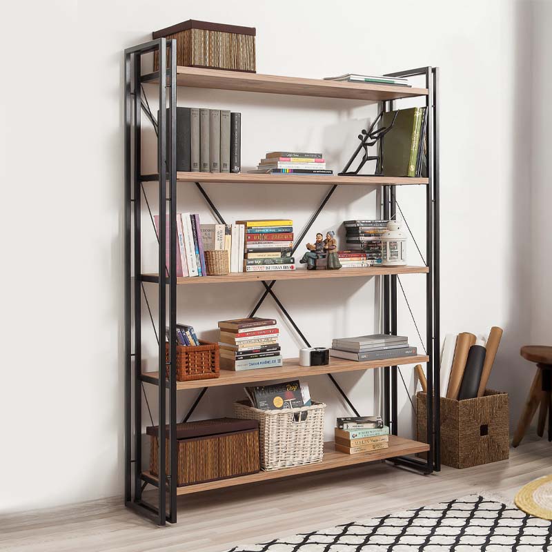 Βιβλιοθήκη Atlas χρώμα antlantic pine - μαύρο 130x35x180εκ.