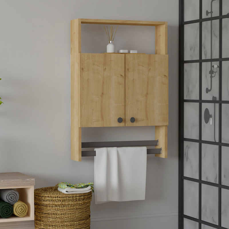 Ντουλάπι μπάνιου επιτοίχιο Ela χρώμα sapphire oak 60x15x87εκ.