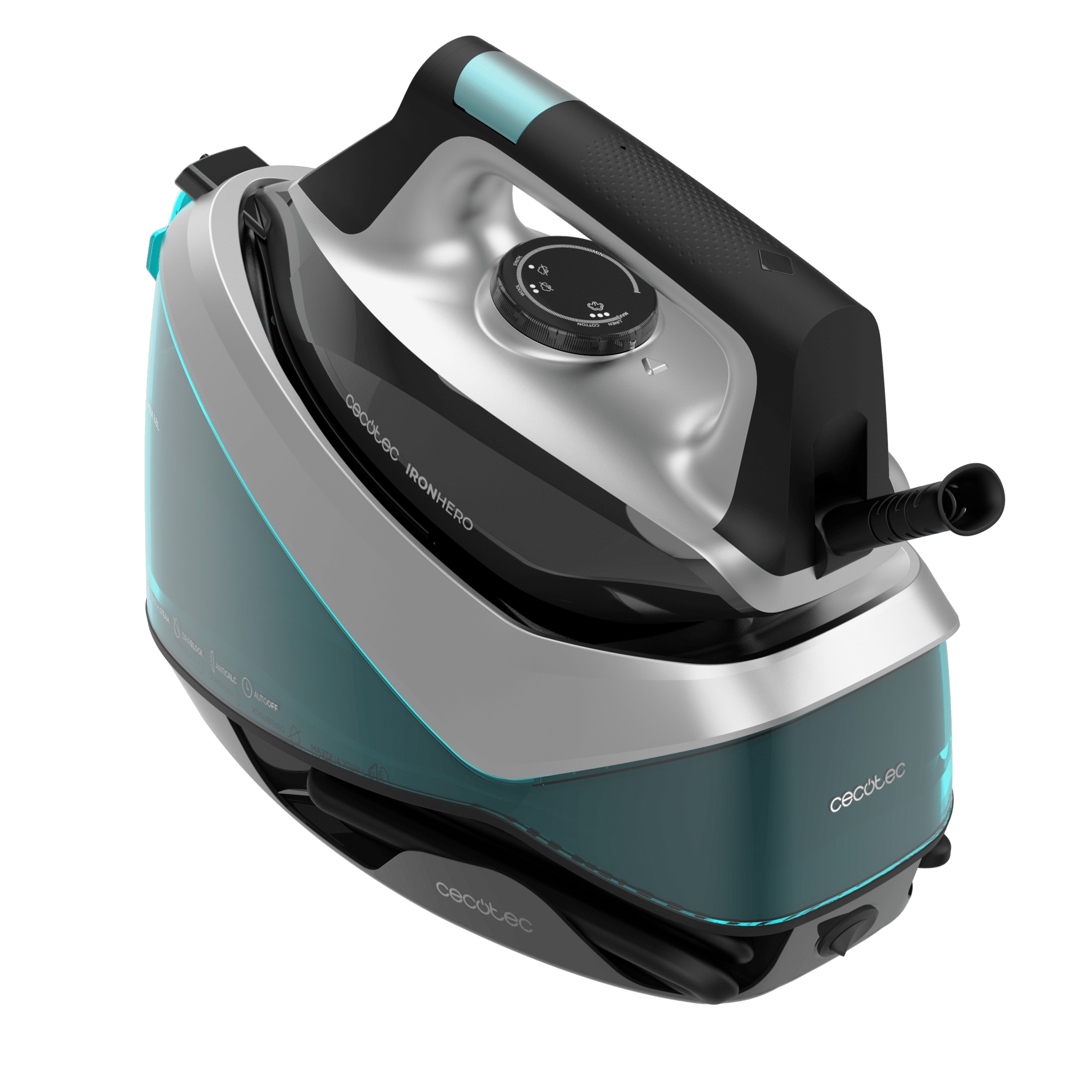 Cecotec Σύστημα Σιδερώματος με Ατμό IronHero H-2800 (2800 W) με Κεραμική Πλάκα Turbo Slide και Συνεχής Ατμός 135 g/min Τεχνολογία I-Pump, Ακρίβεια Μύτης, Έλεγχος Θερμοκρασίας, Σύστημα Αποσβέσεως Άλατος Cyclo Clean, Αυτόματη Απενεργοποίηση Smart Auto Off.